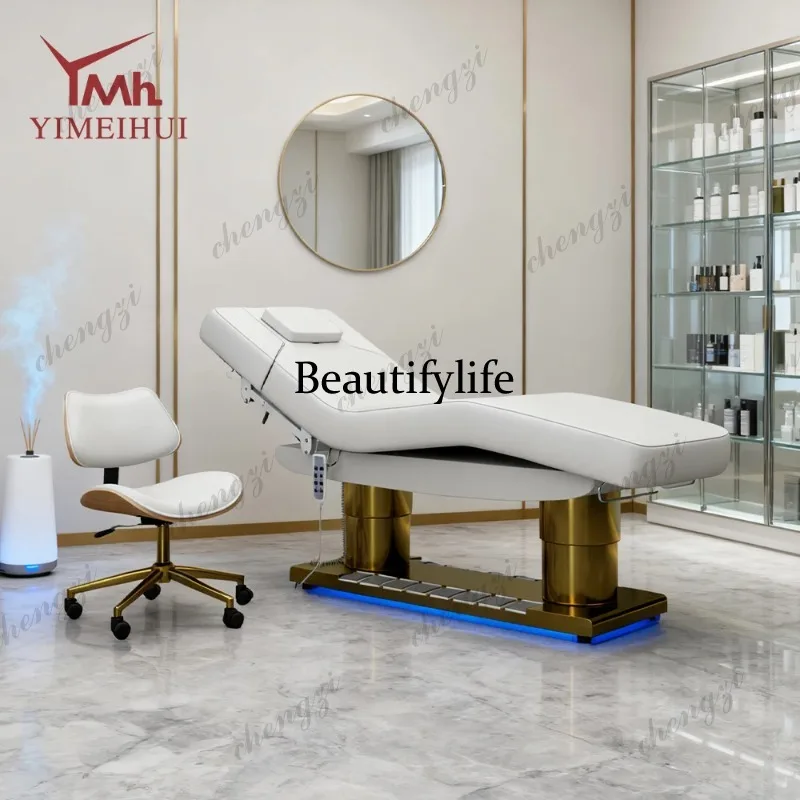 TTT Luxcuy Cosmetic 4 motors Massage Treatment Tables Facial Spa Recliner Electric Curved Lash Beauty Bed 4