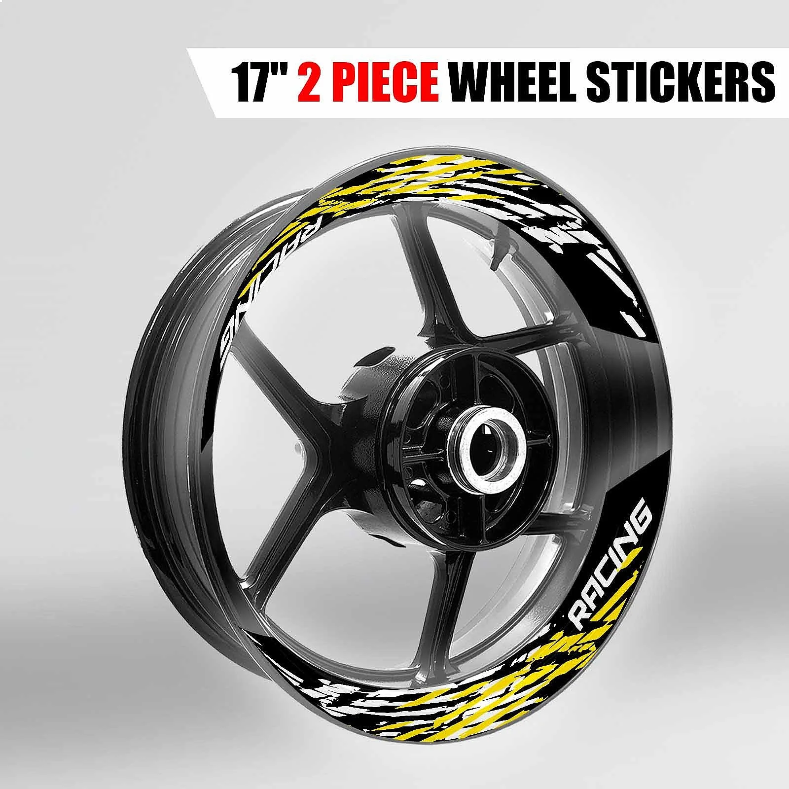 S07B Yellow 2-Piece Rim Decals Wheel Stickers For YZF-R1S 16 17 18