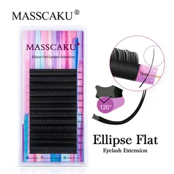 MASSCAKU-Matte Flat Cílios Extensão, C D Curl, D Curl, Individual Mixed Spit Elipse, Soft Nature Lashes Suprimentos, Atacado, 8-18mm