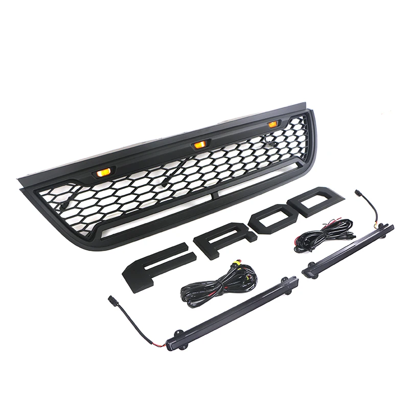 Exterior accessories offroad Front Grille Matte Black Grille With Light Bar Fit For Ford Explorer 2002-2005