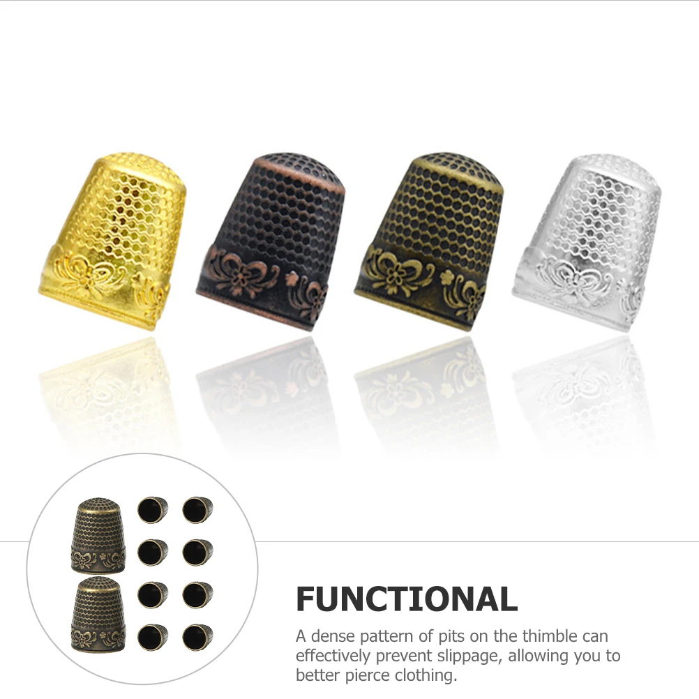 

10pcs Silver Thimble for Embroidery Sewing H Quilting Small Finger Protector Portable Finger Thimble For Embroidery Protector