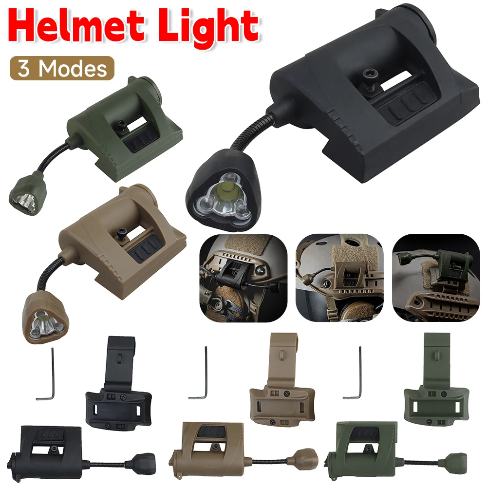 Tactical Helmet Light 3 Modes LED Head Flashlight Outdoor Military Tactical Flashlights Hunting Helmet Headlamp Camping Torch