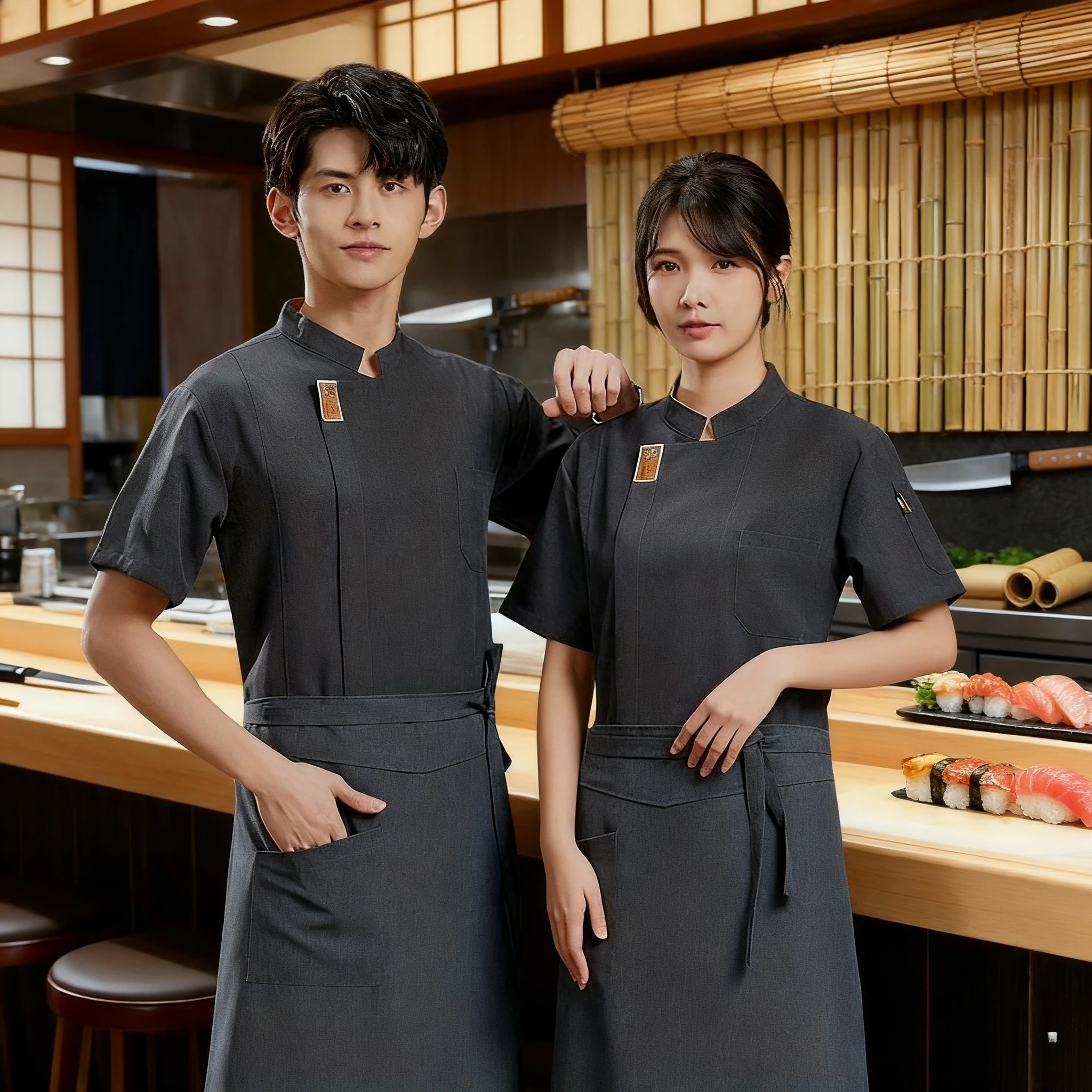 

Summer Hotel Short-sleeved Chef Overalls Restaurant Catering Baking Canteen Kitchen Men's and Women's Overalls Long Sleeves