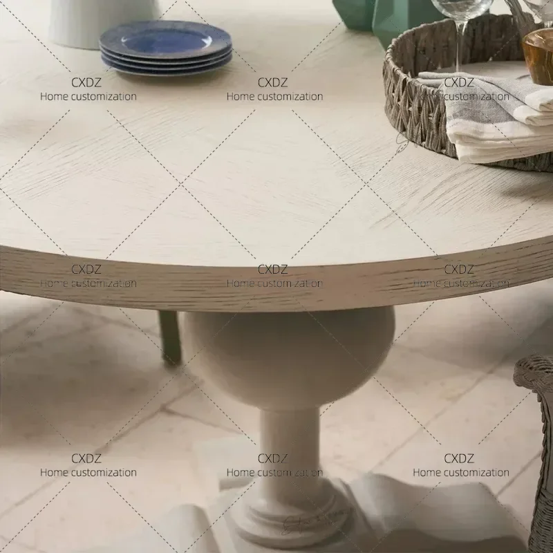 Solid Wood Dining Table and Rattan Chair Set Outdoor Leisure Furniture for Villa Courtyard Small Apartment Restaurant