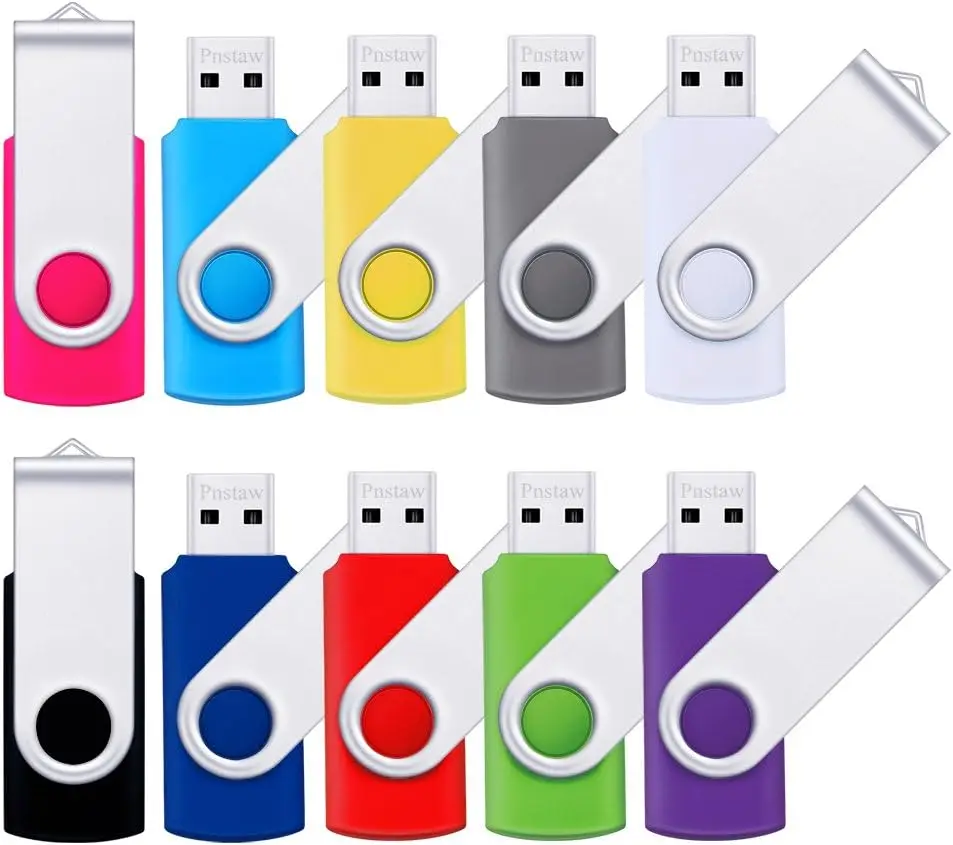 USB Flash Drive 8GB (10 Pack) USB 2.0 Swivel Memory Stick Thumb Drive Pen Drives Jump Drive for Data Storage, File Sharing