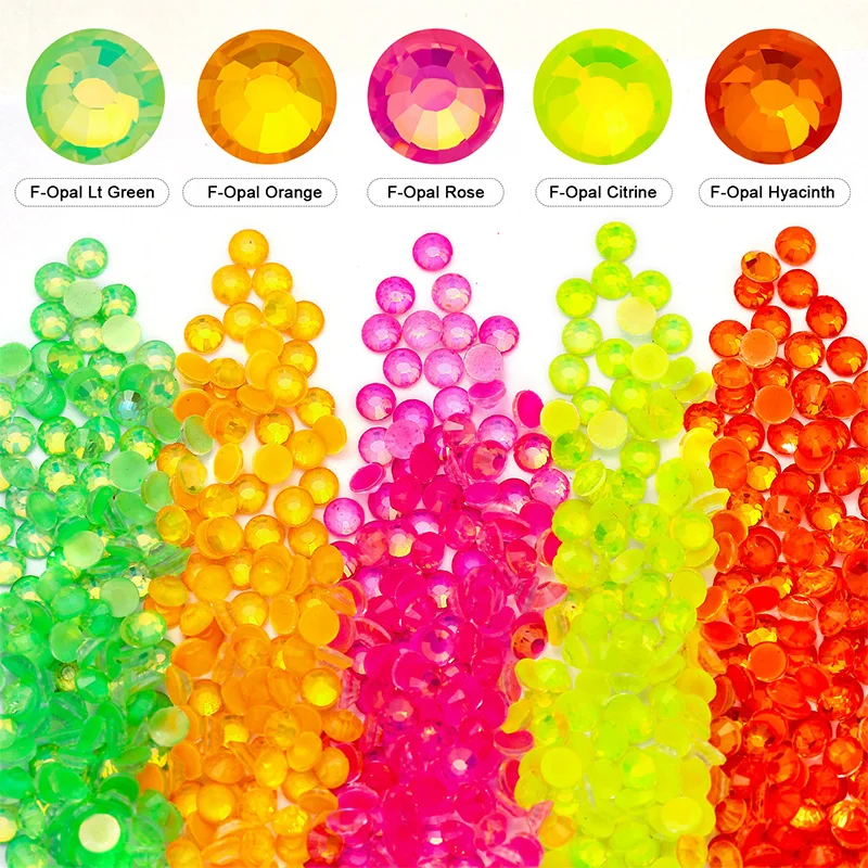 QIAO SS6-SS30 Neue Neon-Glas-Strasssteine, nicht heißklebend, flache Rückseite, Kristall-Glitzersteine, DIY-Nagelkunst-Dekorationen – Detail 4