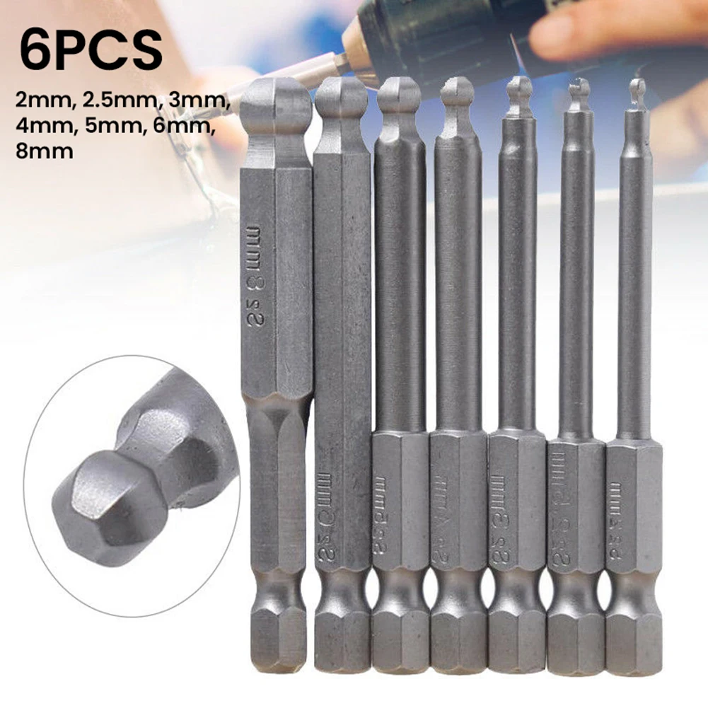 7 قطع من مسدس المقبس الكرة بت مجموعة الطول الإجمالي 65 مللي متر الكرة نقطة مسدس المقبس مفك بت عالية الجودة لقمة ثقب جديد #3