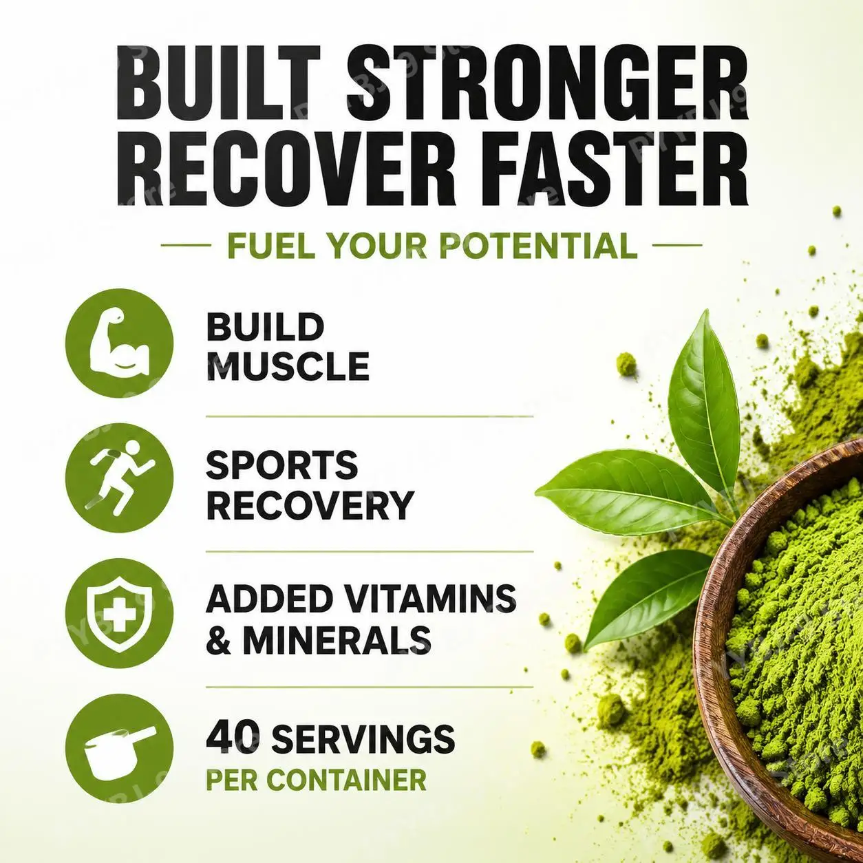 NurtureNova Whey Protein Powder Matcha Flavor Nutrition for Muscle Building Sports Recovery and Fitness Training 1KG 40 Servings