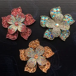 1Pc Crystal Flower Core Patch Hair Clip Applique Ornament Decorative Material Repair 6.5CM Wide