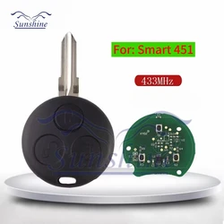 Sunshine 3 Button 433MHz Car Remote Key For Mercedes Benz Smart Fortwo ForFour 450 Passion Roadster City Crossblade Cabrio Coupe