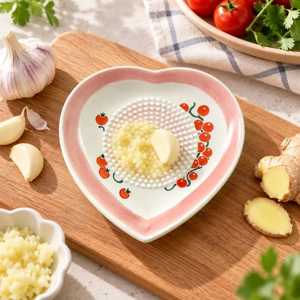 Efficient Heart Shaped Ceramic Ginger Grater Manual Easy Clean Grinding Tool Decorative Food Grade Garlic Grater Plate Baby Food