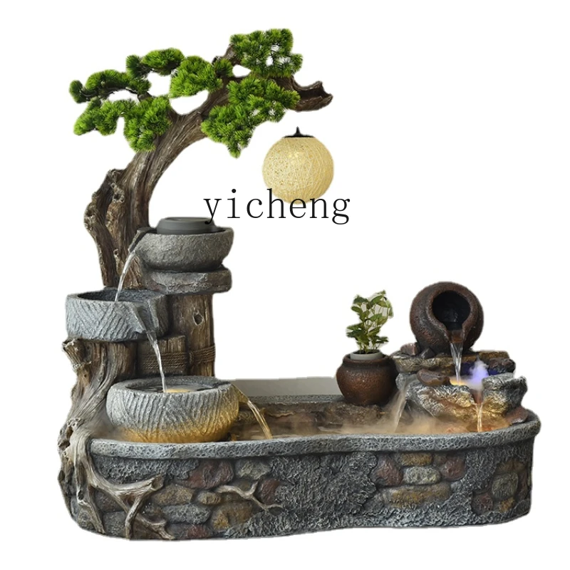 Zc Lucky Flowing Water Ornaments Circulating Water Living Room Fengshui Wheel Rockery Fountain Landscape Courtyard