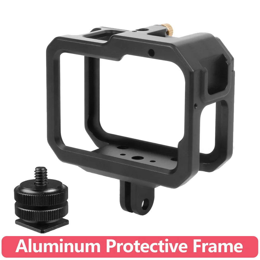 Carcasa Protectora de Aleación de Aluminio con Adaptador de Zapata Caliente para Cámaras de Acción GoPro Hero 13 12 11 10 9 Black