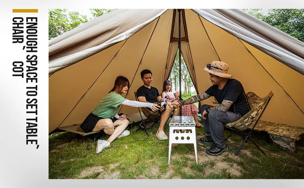 OneTigris Rock Fortress Hot Tent mit Ofenrohranschluss 3000mm 4-Jahreszeiten 4-6 Personen Tipi-Zelte für Camping, Backpacking, Angeln, Wandern – Detail 8