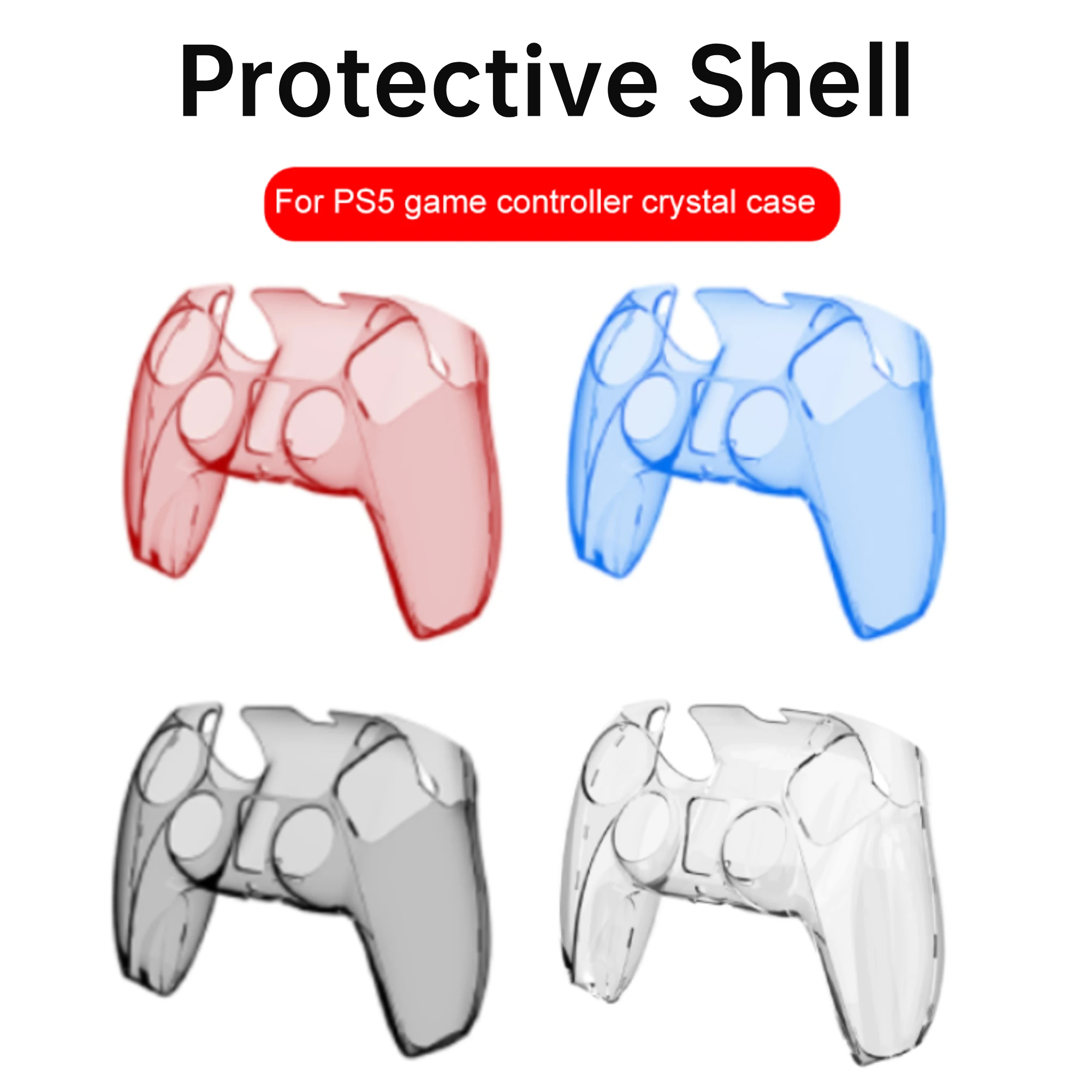 Transparent Crystal Case for PS5 Controller Body Protector Hard Shell Protective Cover for PlayStation5 Console Game Accessories