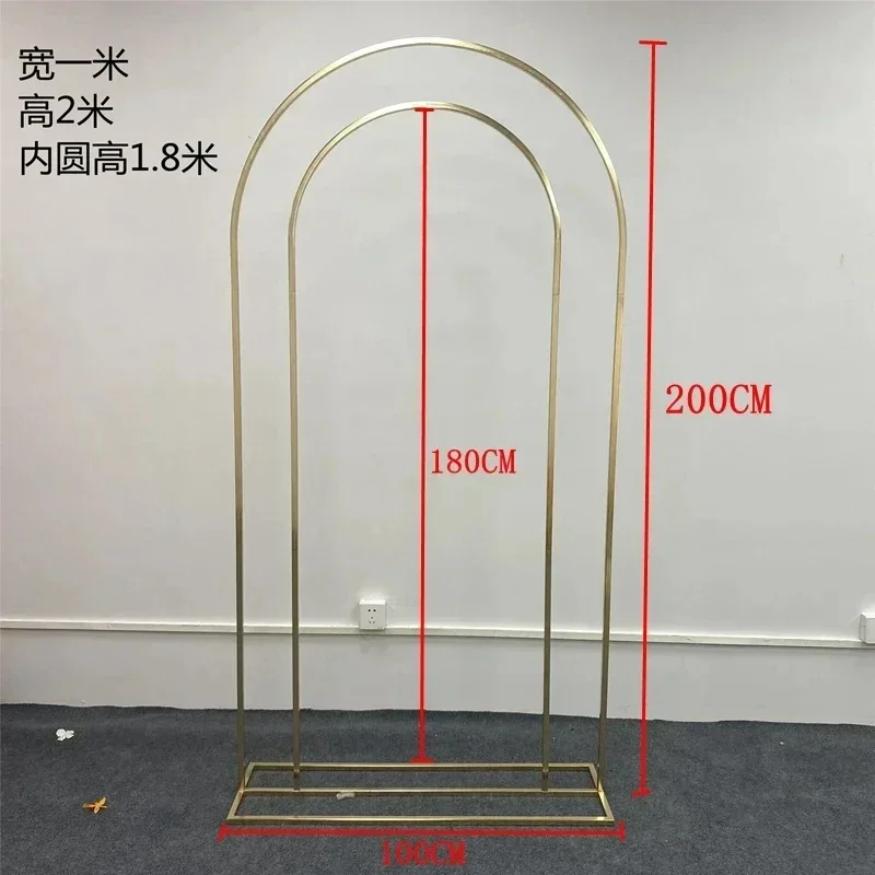 Vergoldeter Doppelbogen-Ballonständer 1 Stück Glänzendes Metall-Displayregal für Hochzeit Geburtstagsfeier Willkommensschild Türrahmen – Detail 1