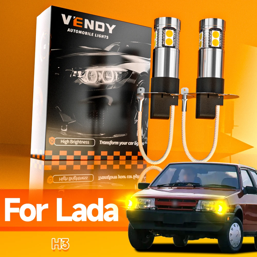 2 قطعة LED الجبهة الضباب ضوء Blub H3 مصباح Canbus لا خطأ لادا سمارة 2108 2109 2113 2114 2115 1990-2013