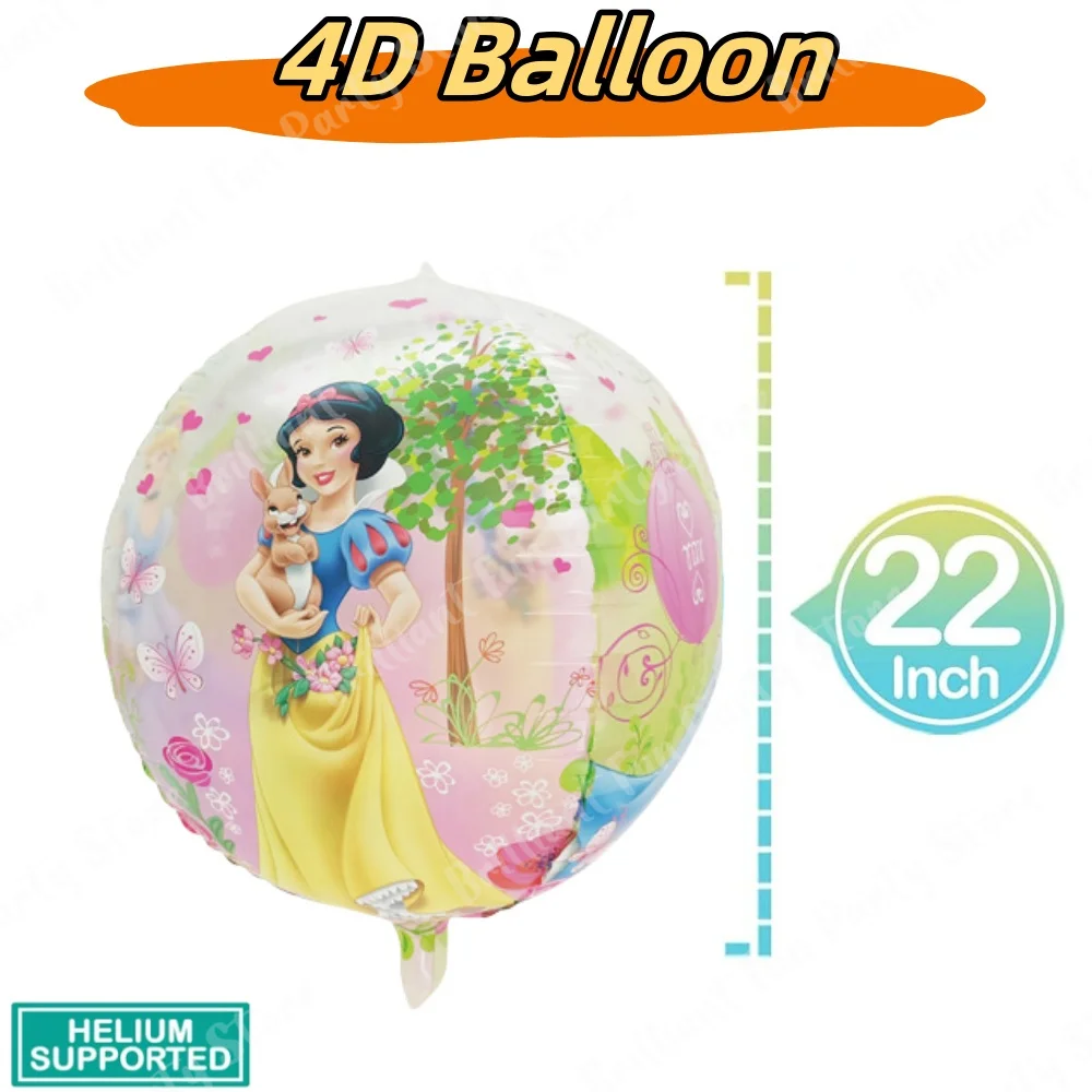 6Pcs Disney Princess Balloons 22Inch Snow White Cinderella Mermaid Foil Balloons Set for Baby Shower Birthday Party Decorations