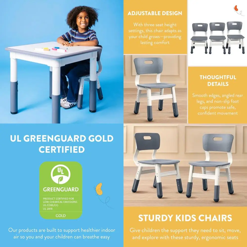 2-Piece Grey Adjustable Kids' Furniture Set