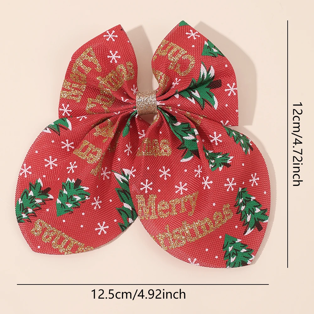 2 قطعة "عيد ميلاد سعيد" القوس مقاطع الشعر لطيف شجرة عيد الميلاد طباعة دبابيس الشعر للفتيات الأطفال السنة الجديدة أغطية الرأس إكسسوارات الشعر