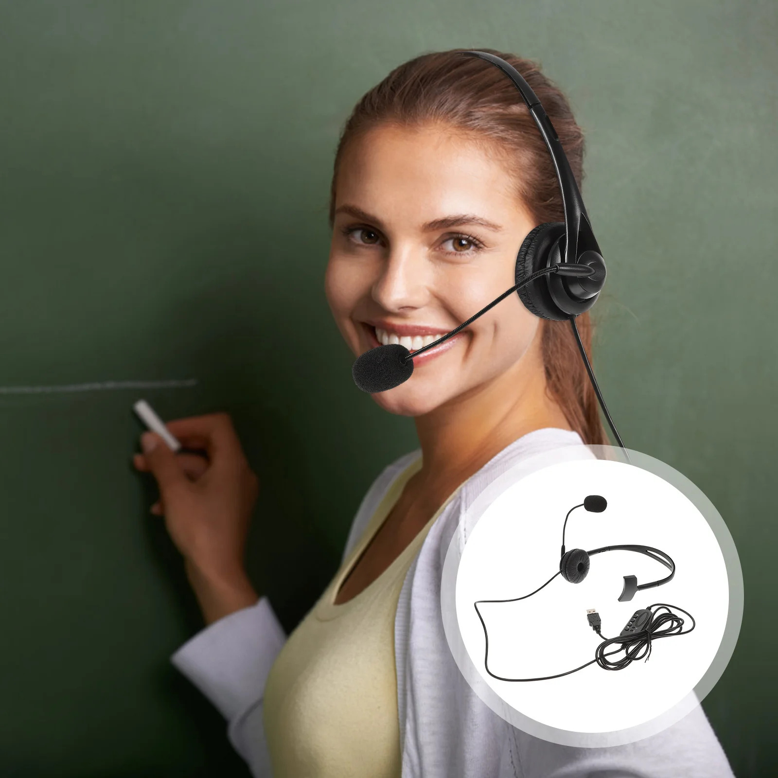 

USB Phone Headset with Noise Canceling Microphone Microphones Business Office Customer Service Telephone Headsets