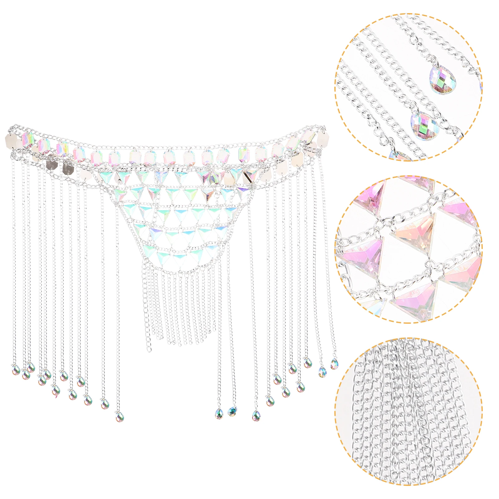 

Multi Layer Geometric Waist Chain For Women Shiny Beach Summer Body Chain Belt Fade Resistant Acrylic Belly Chains Party Wedding
