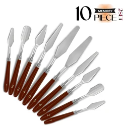 10 pz coltelli da pittura spatola in acciaio inox artista artigianato tavolozza coltello pittura colore miscelazione coltello Set per olio tela ArtTool