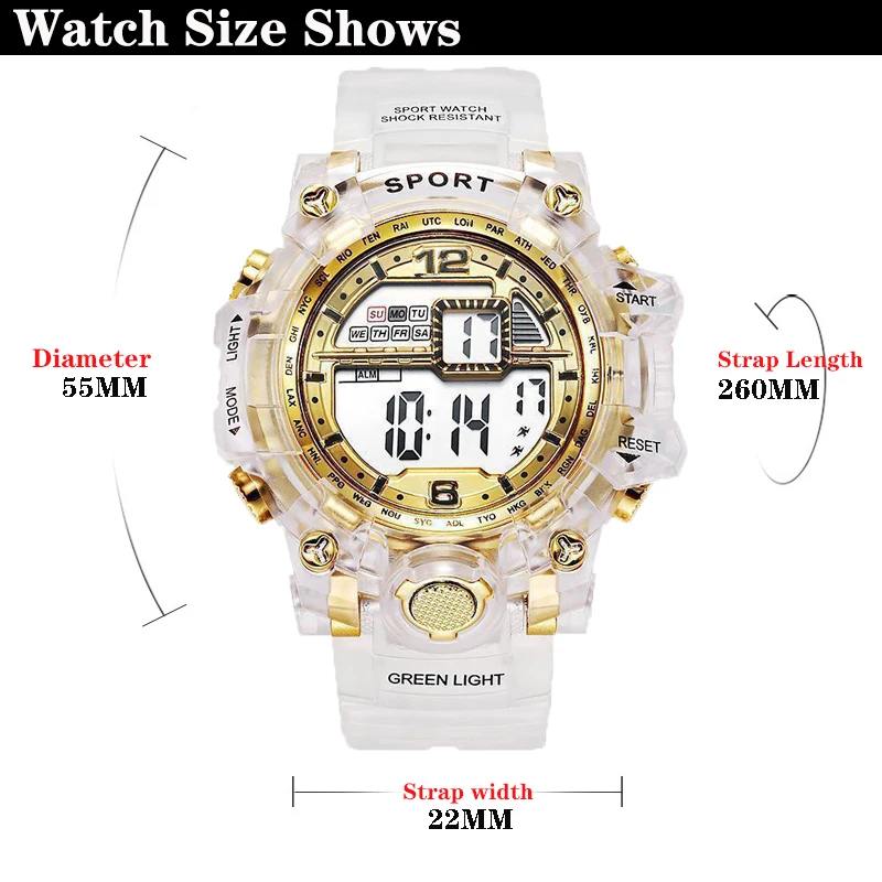 YIKAZE Fashion Digital Watch per donna uomo Luxury Women Sports Watch Design trasparente studente bambino orologio da polso elettronico