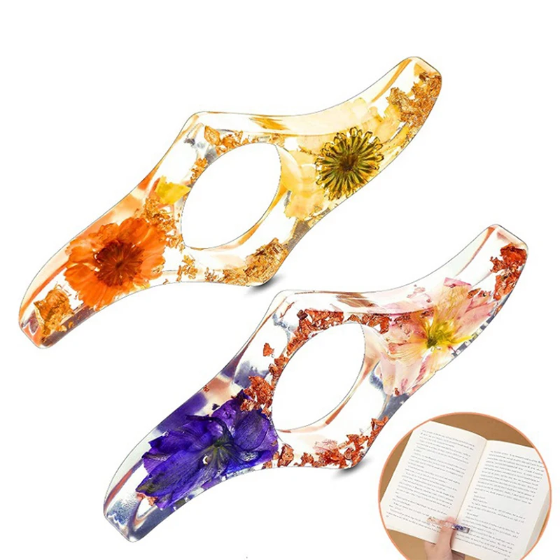 1PC Epoxy Dried Flowers Thumb Book Support Book Page Holder Convenient Bookmark