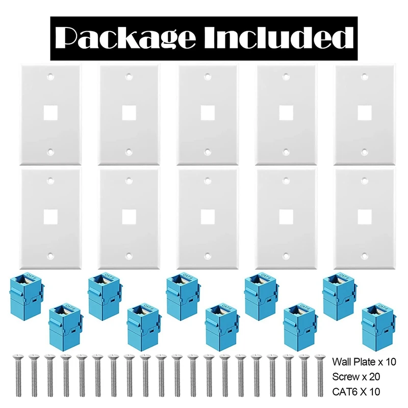 10 pezzi Ethernet piastra di uscita a muro Cat6 RJ45 piastra a muro Jack femmina a femmina Ethernet piastre di accoppiamento in linea Ethernet