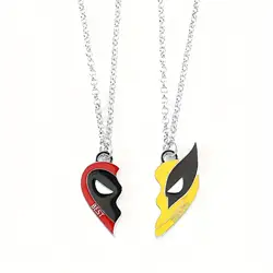 Marvel Superhero Deadpool Wolverine Cosplay Anime Best Friends Pendant Keychain Couple Heart Keyrings Accessories Gifts for Kids
