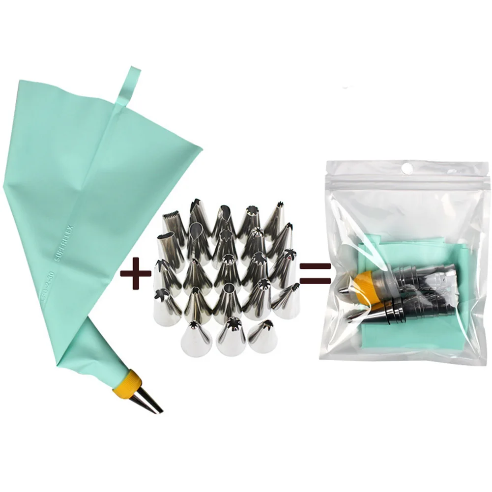 Birthday Cake Decoration Decorating Nozzle Set Compact Decorating Set Reusable Piping Set Multiple Use Bags Portable Piping Set