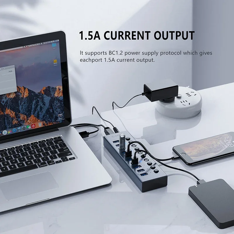 ORICO Hub Usb Industri 7/10/13/16 Port USB Aluminium 3.0 Adaptor Daya Splitter untuk Aksesori Komputer Toko Resmi Orico