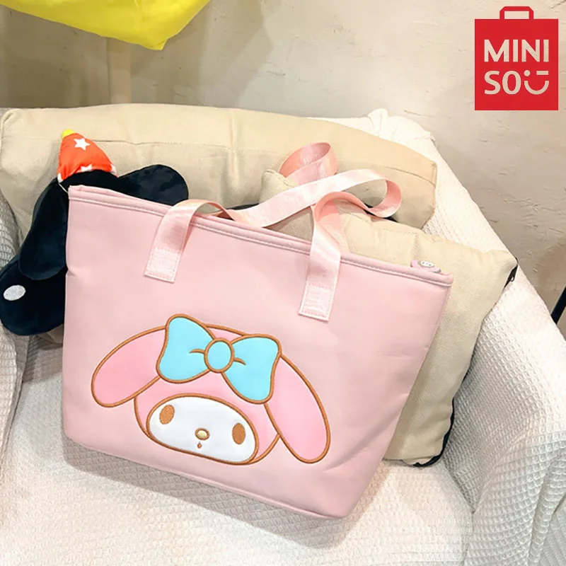 MINISO Sanrio Cute Cartoon Nylon Bag Female Student Tote Bag Large Capacity Commuter Single Shoulder Tote Bag Kuromi