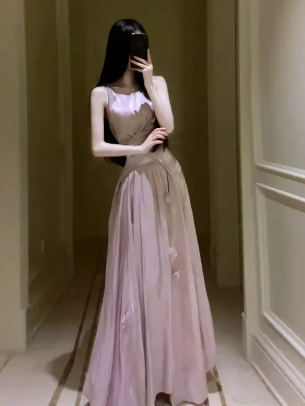 

Purple High Waist Skirt Set Sleeveless Top And Skirt Two Piece Ensemble Fashionable Summer Outfit for Young Women