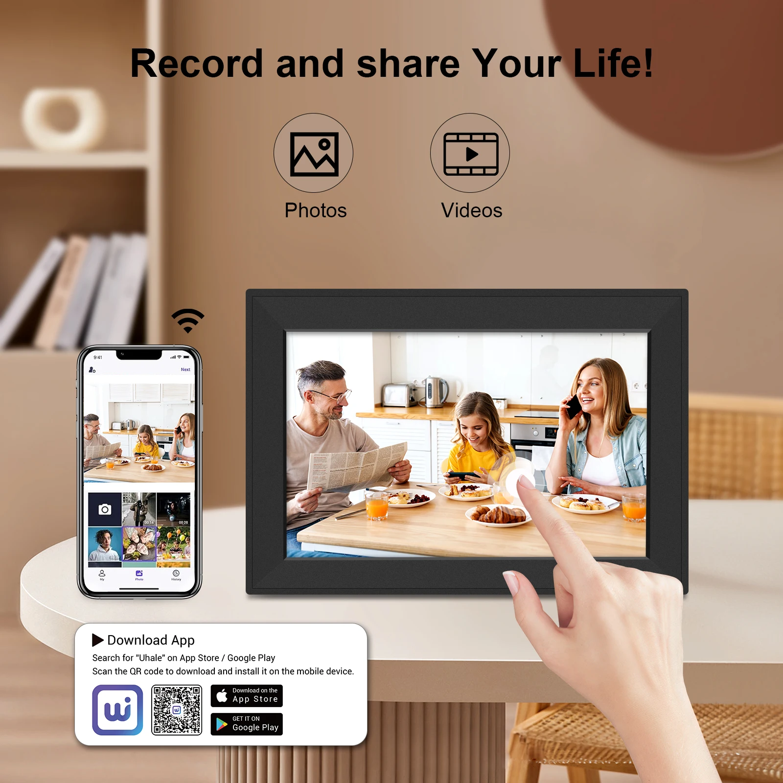 Home Bed Desktop Digital Picture Frame 10.1 Inch Smart WiFi Electronic 1280x800 HD Touch Screen Movie Video Good Gift
