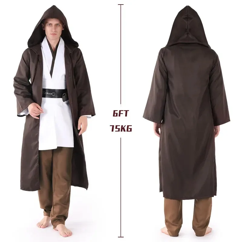 P-jsmen هالوين تونك زي مجموعة تأثيري الزي جيدي نايت براون الأبيض مقنعين عباءة رداء موحد للجنسين جودة عالية VDJ #4