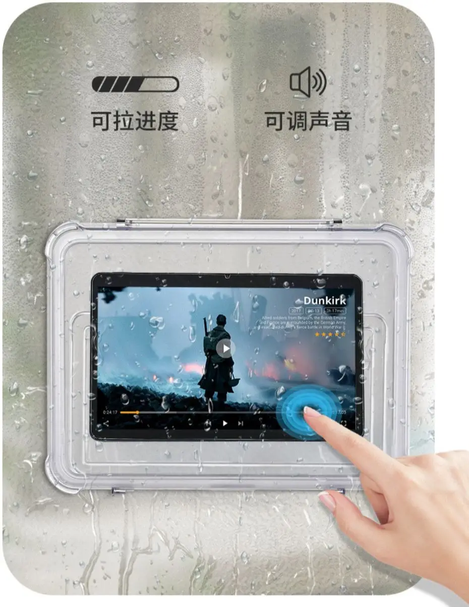 11 Polegada Shower ipad Phone Holder Waterproof Case Box Wall Mount HD Anti-Fog Touch Screen Tablet Prateleiras Banheiro/Suporte de Cozinha