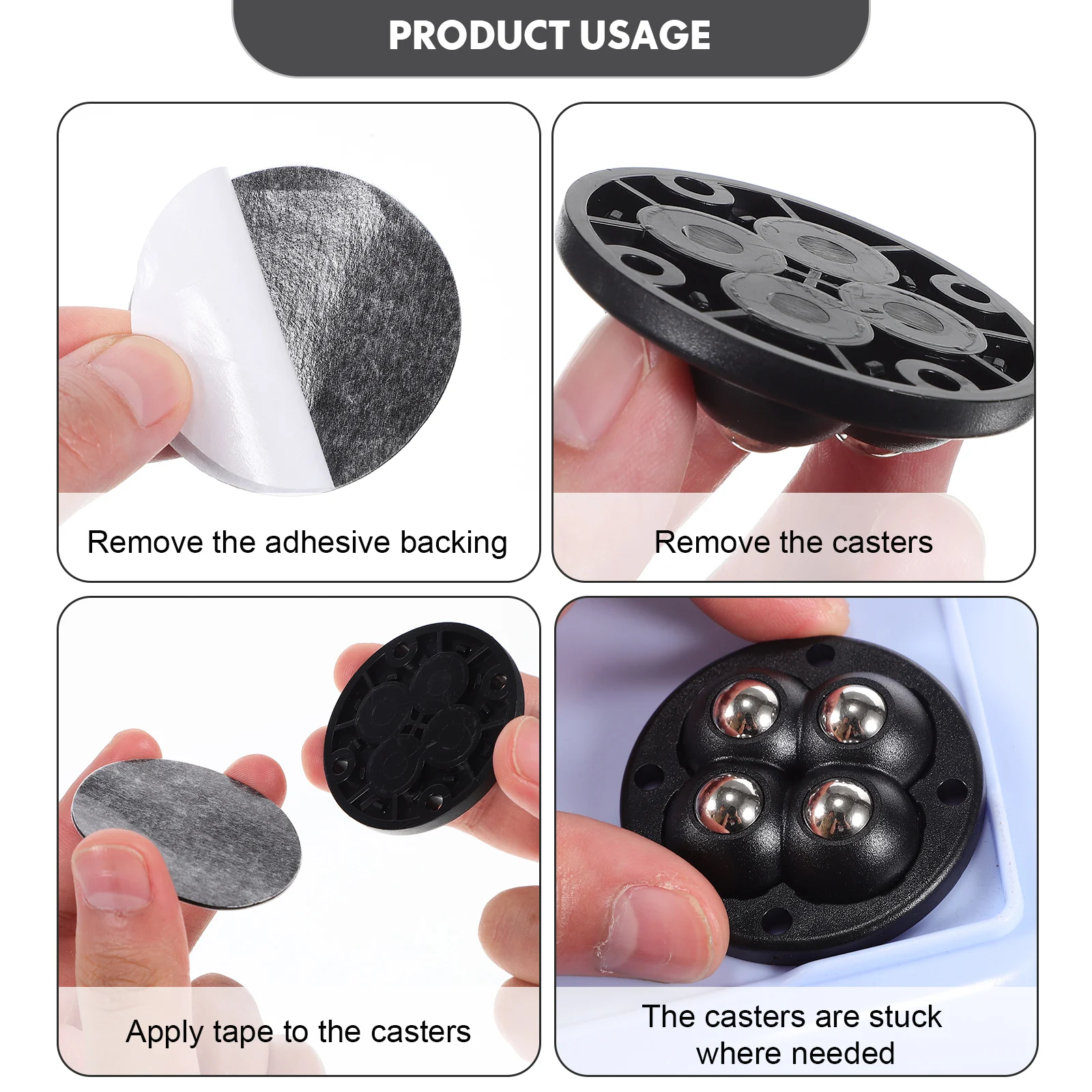 

12 Pcs Mini Caster Wheels Self Adhesive 360 Degree Swivel Stainless Steel for Trash Can Furniture Storage Bin Universal Wheel