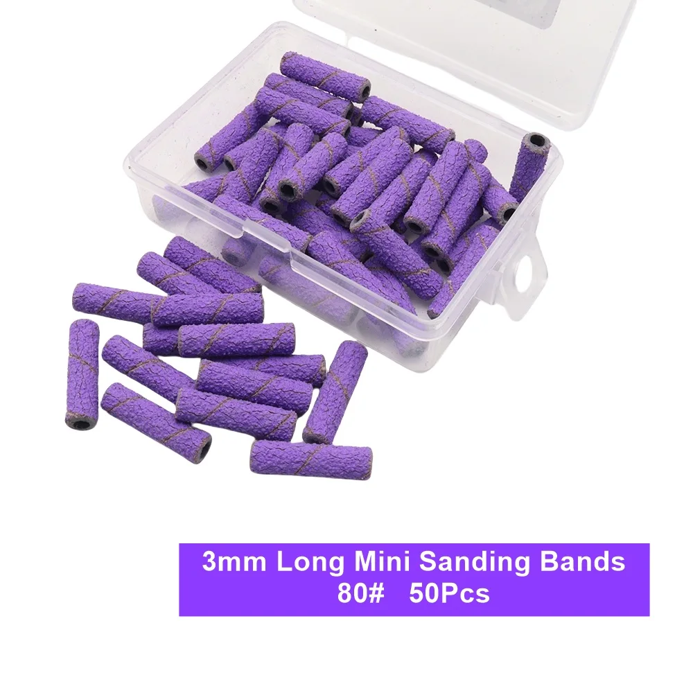 Conjunto de 50 Mini Bandas de Lixa de 20mm de Comprimento, Alta Qualidade, para Lixadeira Elétrica, Branco, Rosa, Roxo, 3mm, Nova Chegada