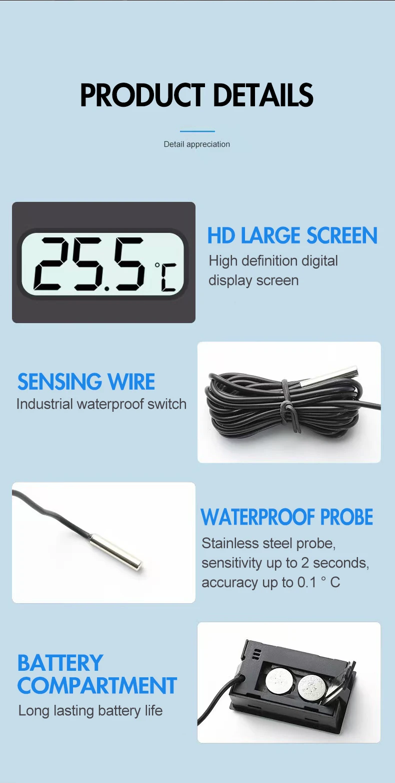 Termometer Higrometer Digital LCD Mini Mobil 2025, Sensor Suhu Dalam & Luar Ruangan, Pengukur Kelembapan