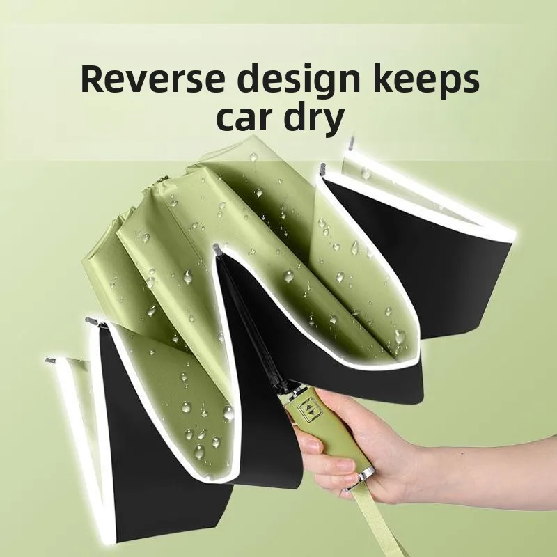 

Auatic Large Thiened Bla Glue Sunade Umbrella Women's Dual-purpose Rain And Sun Reversing Umbrella Storage for Students