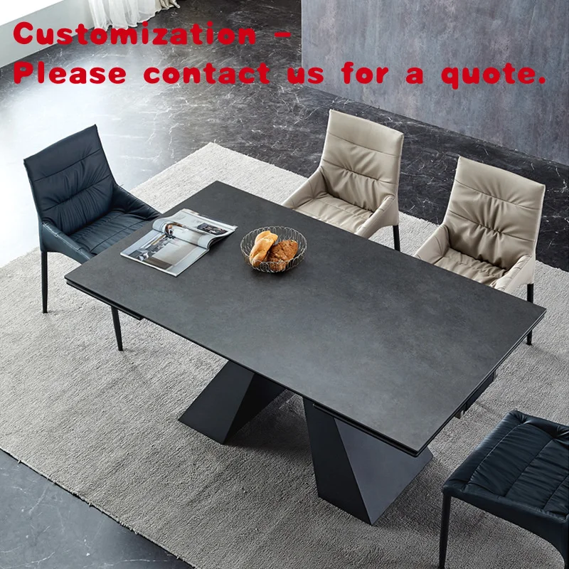 custom.ATUNUS Extendable Folding Sintered Stone Dining Tables Home Apartment Rectangular Multi-functional Marble Slate Table