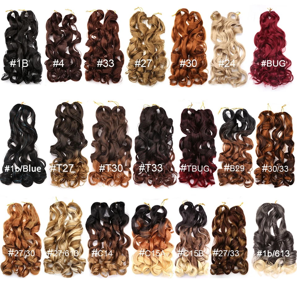 Trenzas de crochet sintéticas Loose Wave Spiral Curl, ombre, preestiradas, para mujer, rizos franceses 4