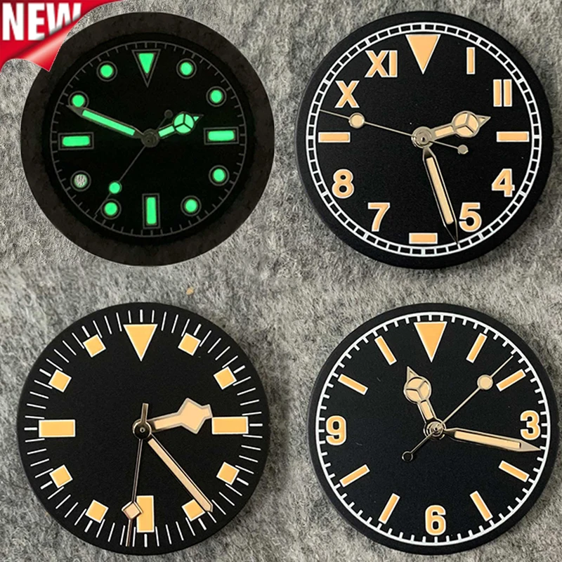 28.5mm Watch Dial + Hands Green Luminous for NH35 NH36 Automatic Movement Replacement Watch Parts