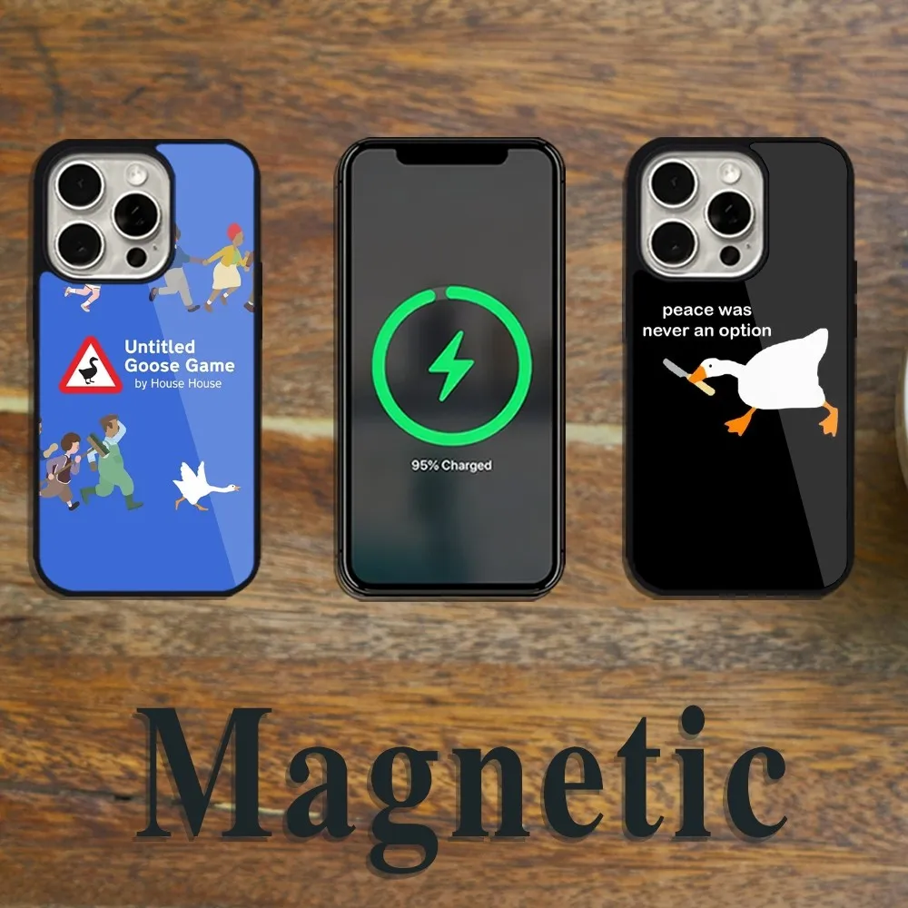 U-Untitled-Goose Game Phone Case Magsafe Magnetic For iPhone 11 12 13 14 15 Pro Max Plus Wireless Charging