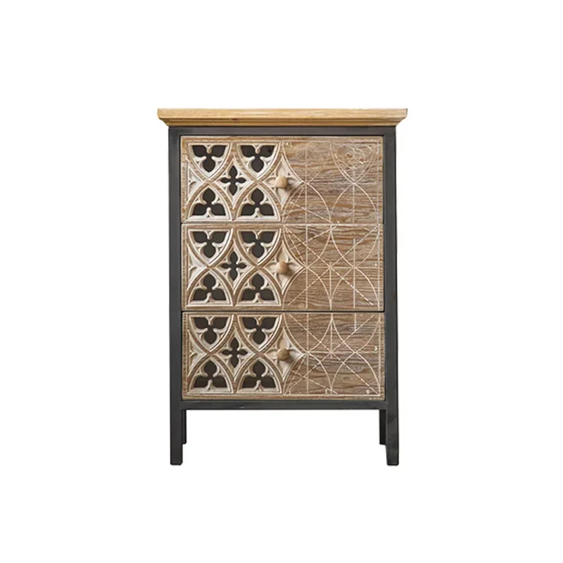 

Entrance Curio Cabinet Solid Wood Sideboard Iron Wine Cabinet Living