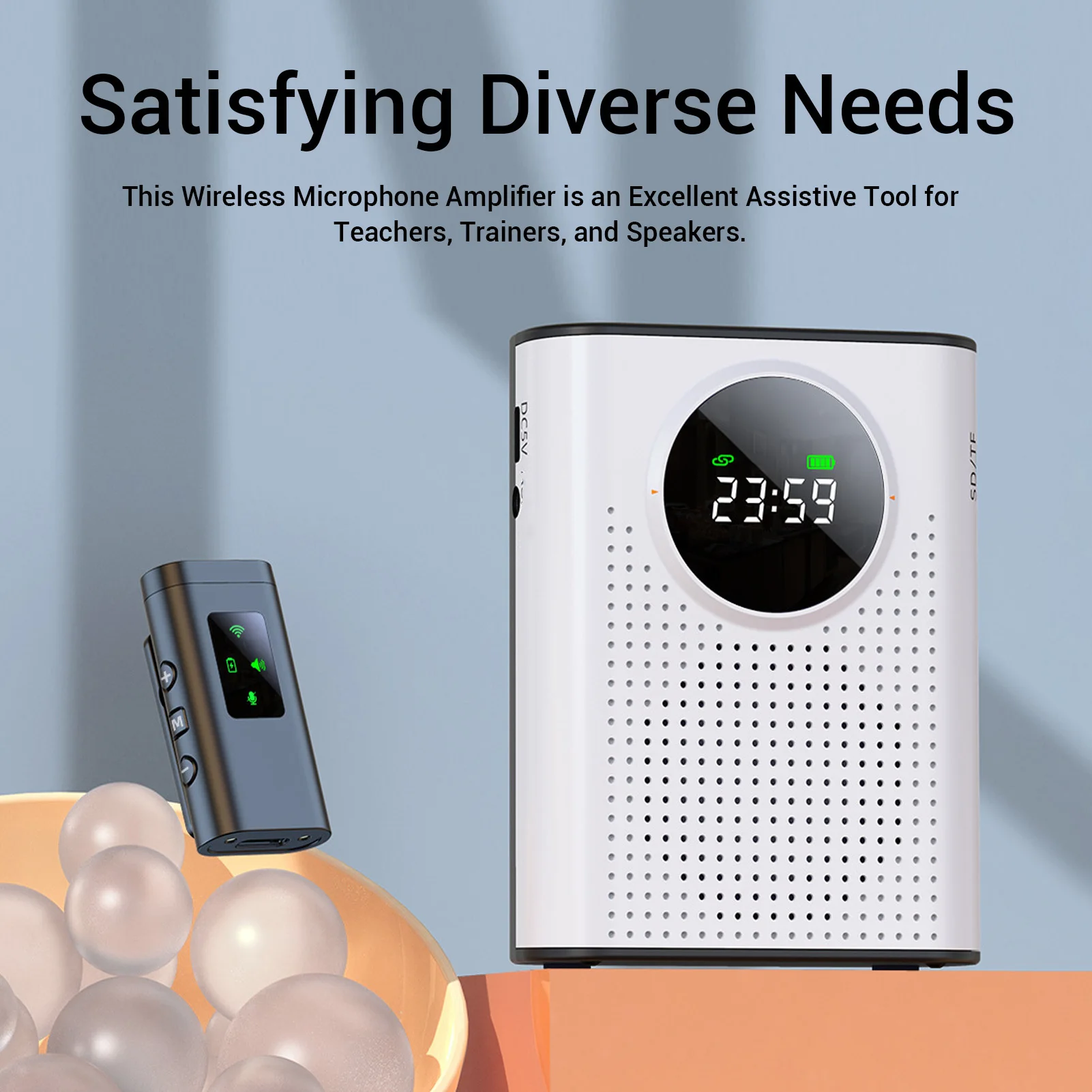 

Pickup Teacher Voice Wireless Voice Amplifier Omnidirectional Amplifier with Magnetic Lavalier LED Digital Display