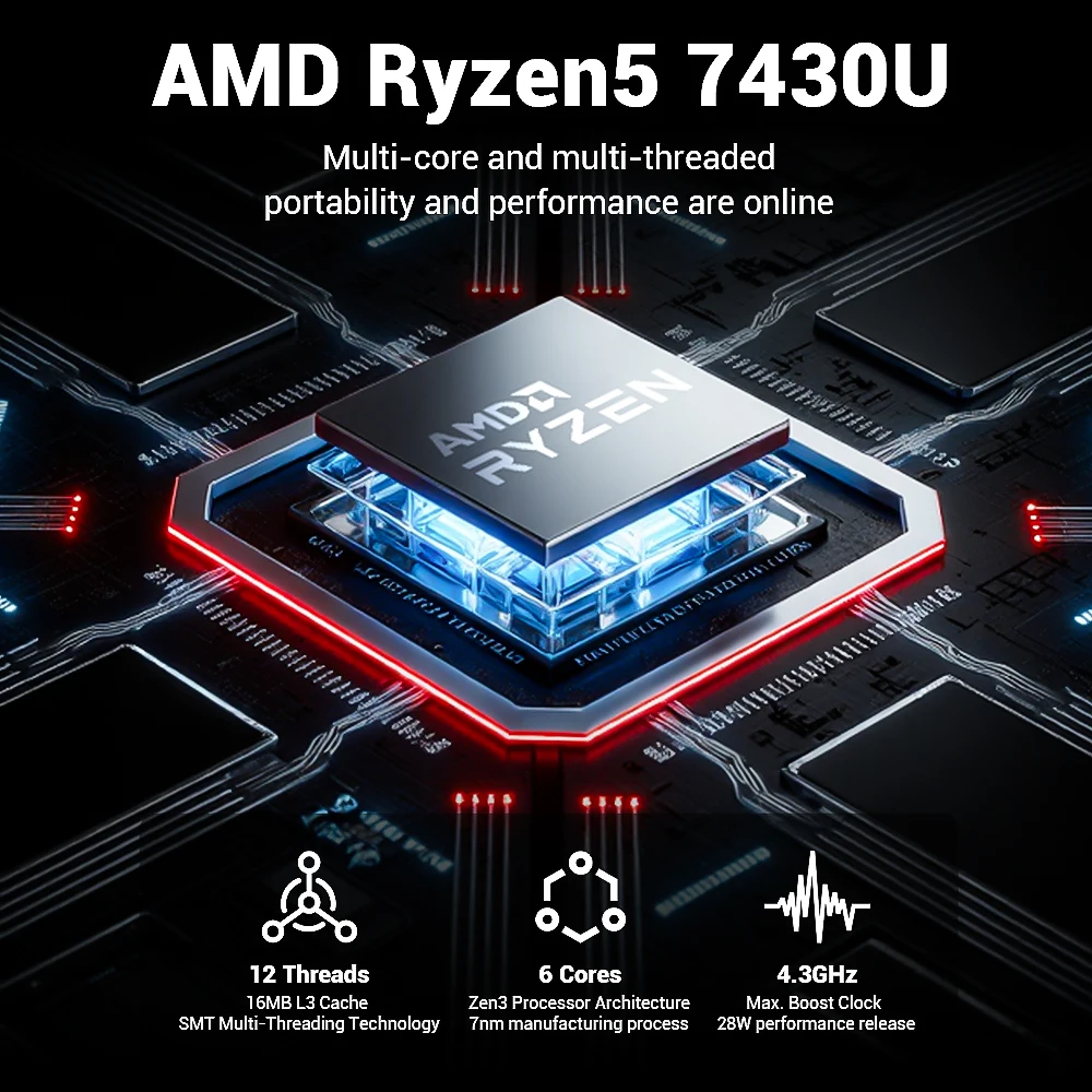 Firebat Laptop AS1 AMD Ryzen5 7430U 16GB DDR4 3200Mhz 512GB SSD 15,6 Zoll IPS Windows 11 Notebook Typ-C Wifi6 Volltastatur – Detail 5