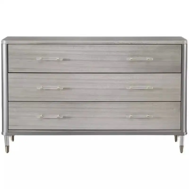 

American light luxury bedroom TV cabinet, drawer storage cabinet, acrylic foot Morandi gray three-bucket cabinet, solid wood